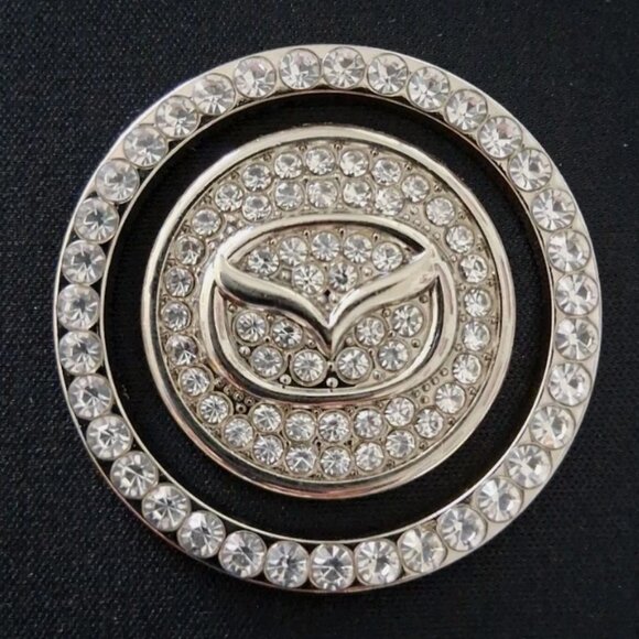 2pc. Car Push Start Button Metal Cover Rhinestone Ring And Cap. - Picture 1 of 2